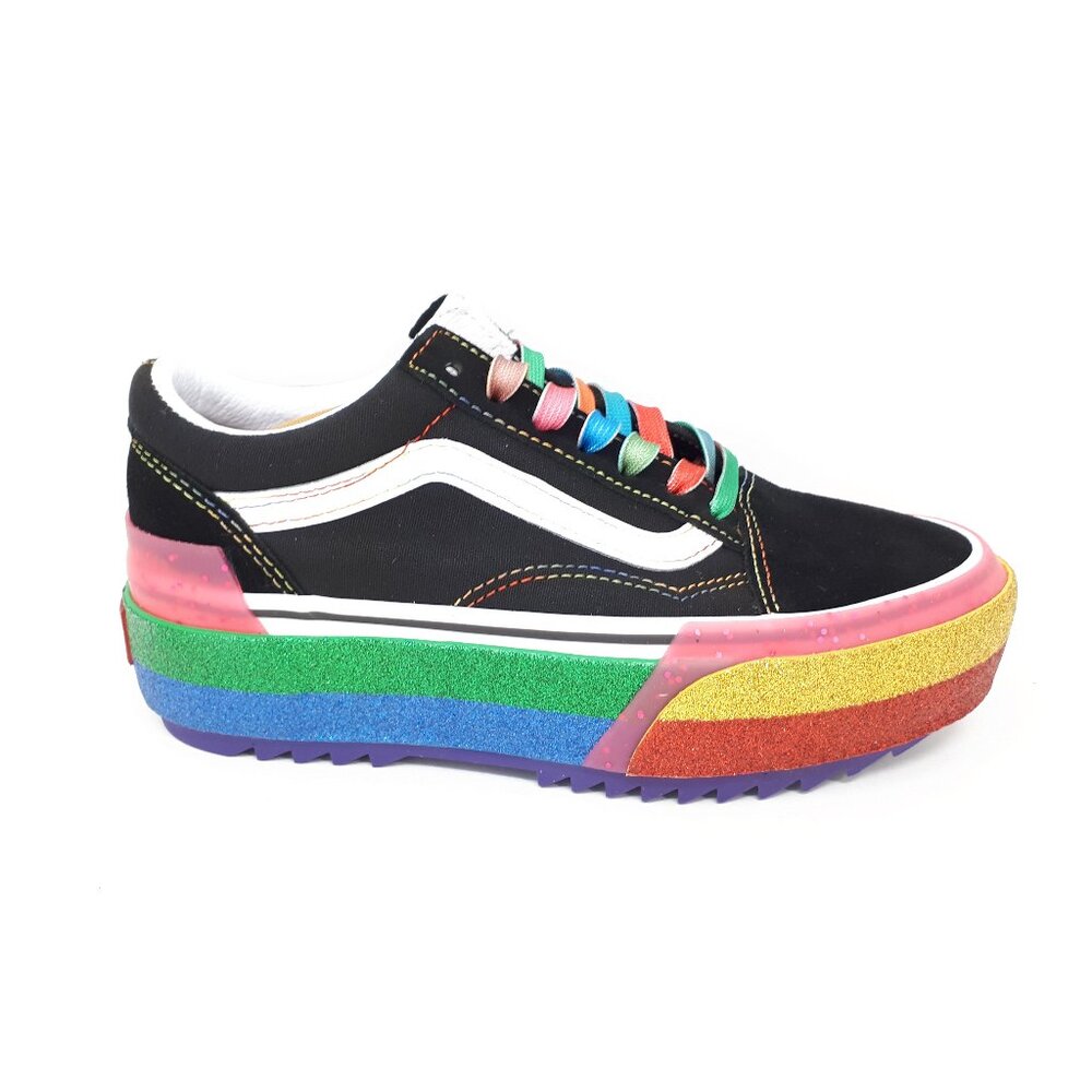 Vans Old Skool Stacked Platform Rainbow Pride Shoe Sneaker Womens Size 5 US NEW